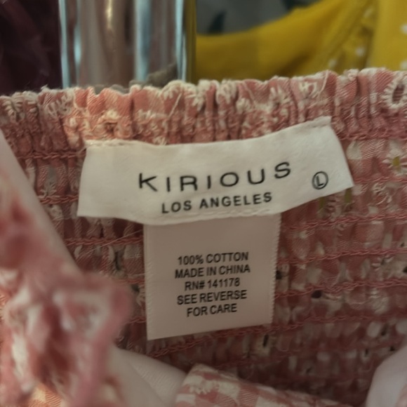 Pink Gingham Eyelet Ruffle Crop Top - Picture 2 of 3